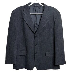 Moda Mancini Shetland Wool Herringbone Blazer Sport Coat Gray Black Men's 48R